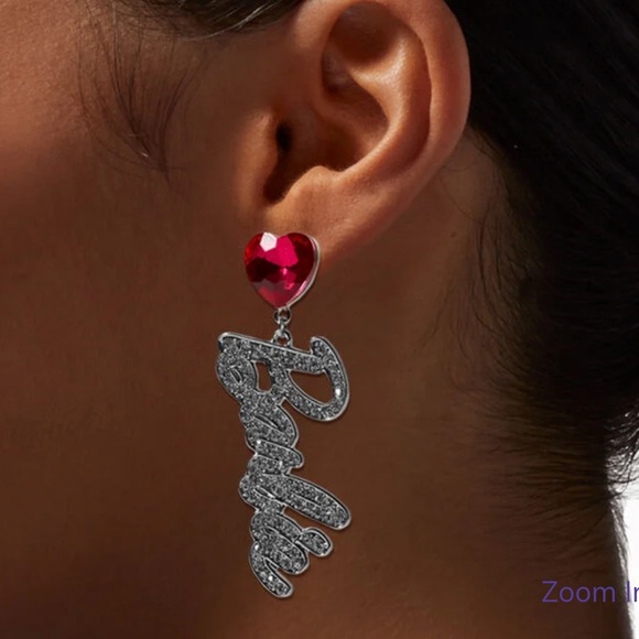 Barbie Doll Movie Fashionista Pink Silver Rhinestone Earring - Picture 5 of 7